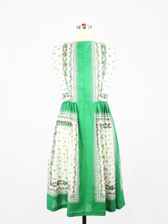 jcpenney Dresses & Skirts - Vintage 80's JCPENNEY Green Floral Polycotton Law Fit & Flare Dress, Size 15/16